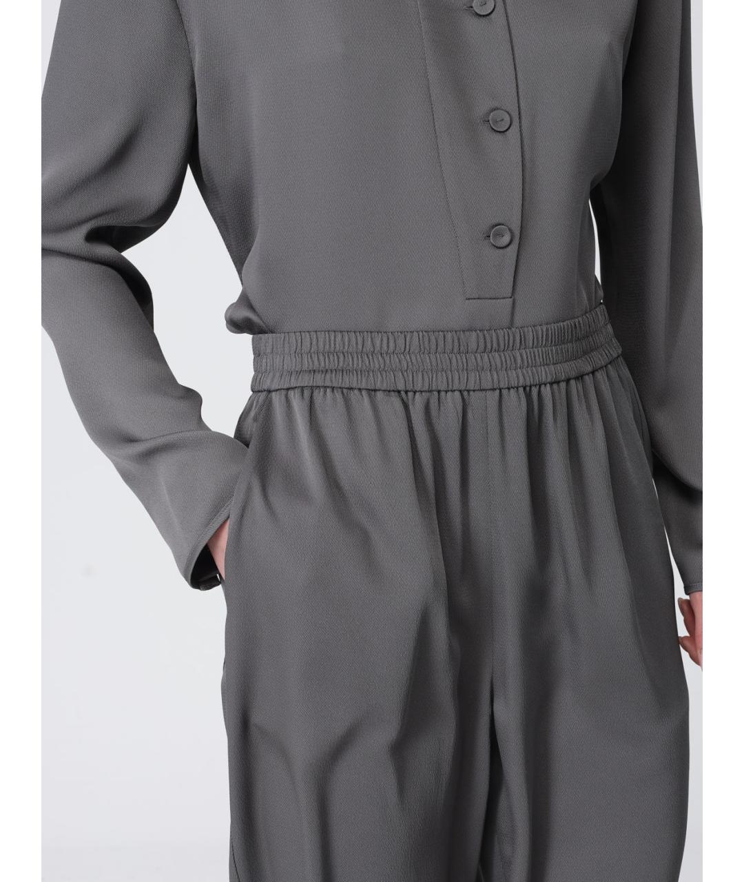 EMPORIO ARMANI Серые полиэстеровые прямые брюки, фото 4