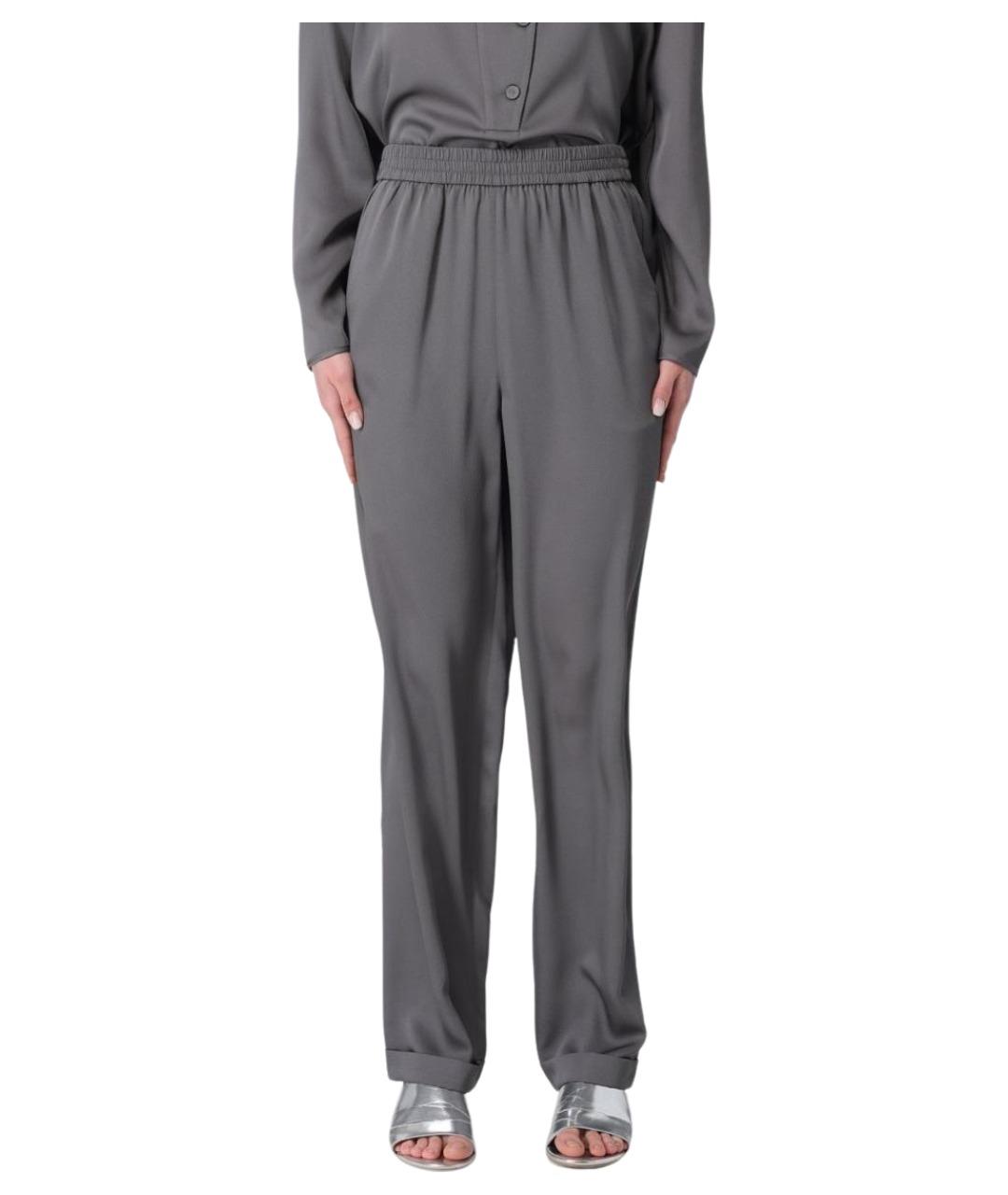 EMPORIO ARMANI Серые полиэстеровые прямые брюки, фото 1