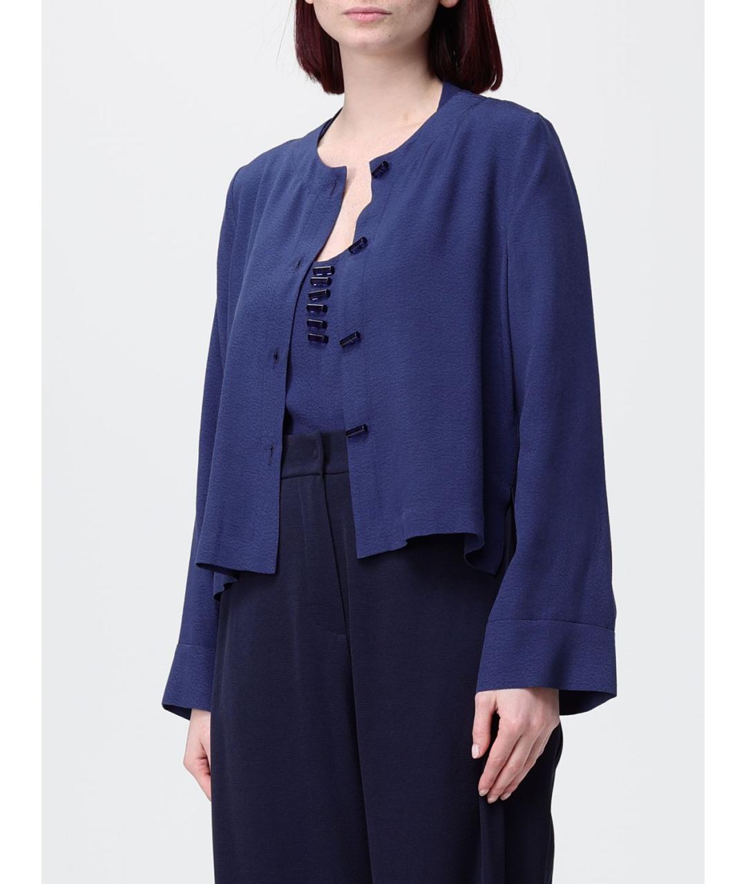 EMPORIO ARMANI Синий вискозный жакет/пиджак, фото 3