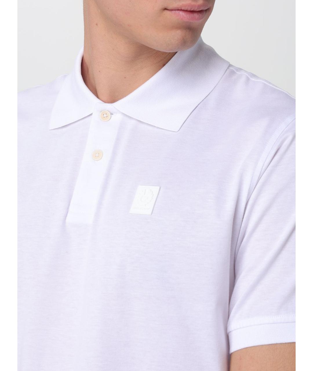 BELSTAFF Белое хлопковое поло с коротким рукавом, фото 3