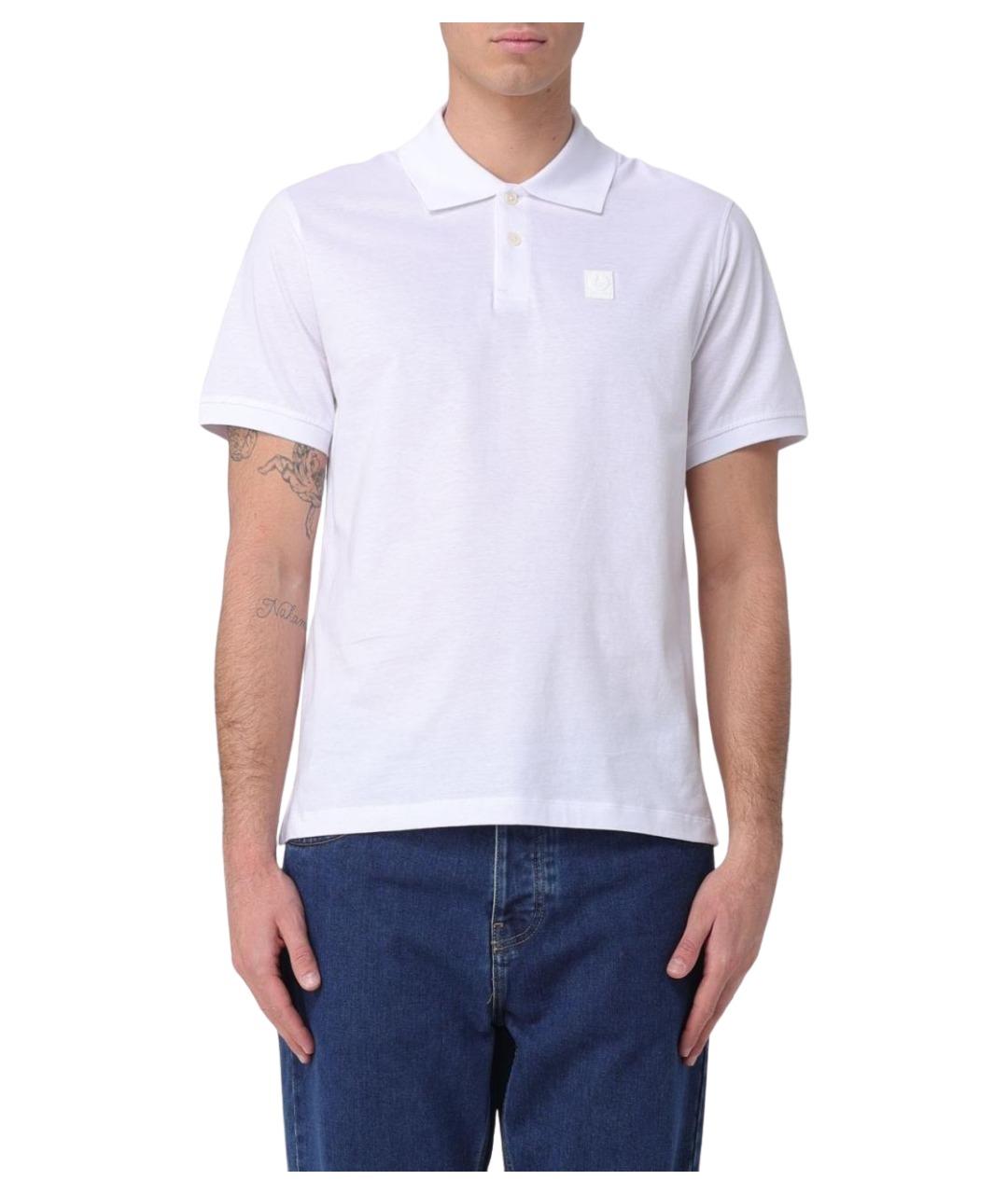 BELSTAFF Белое хлопковое поло с коротким рукавом, фото 1