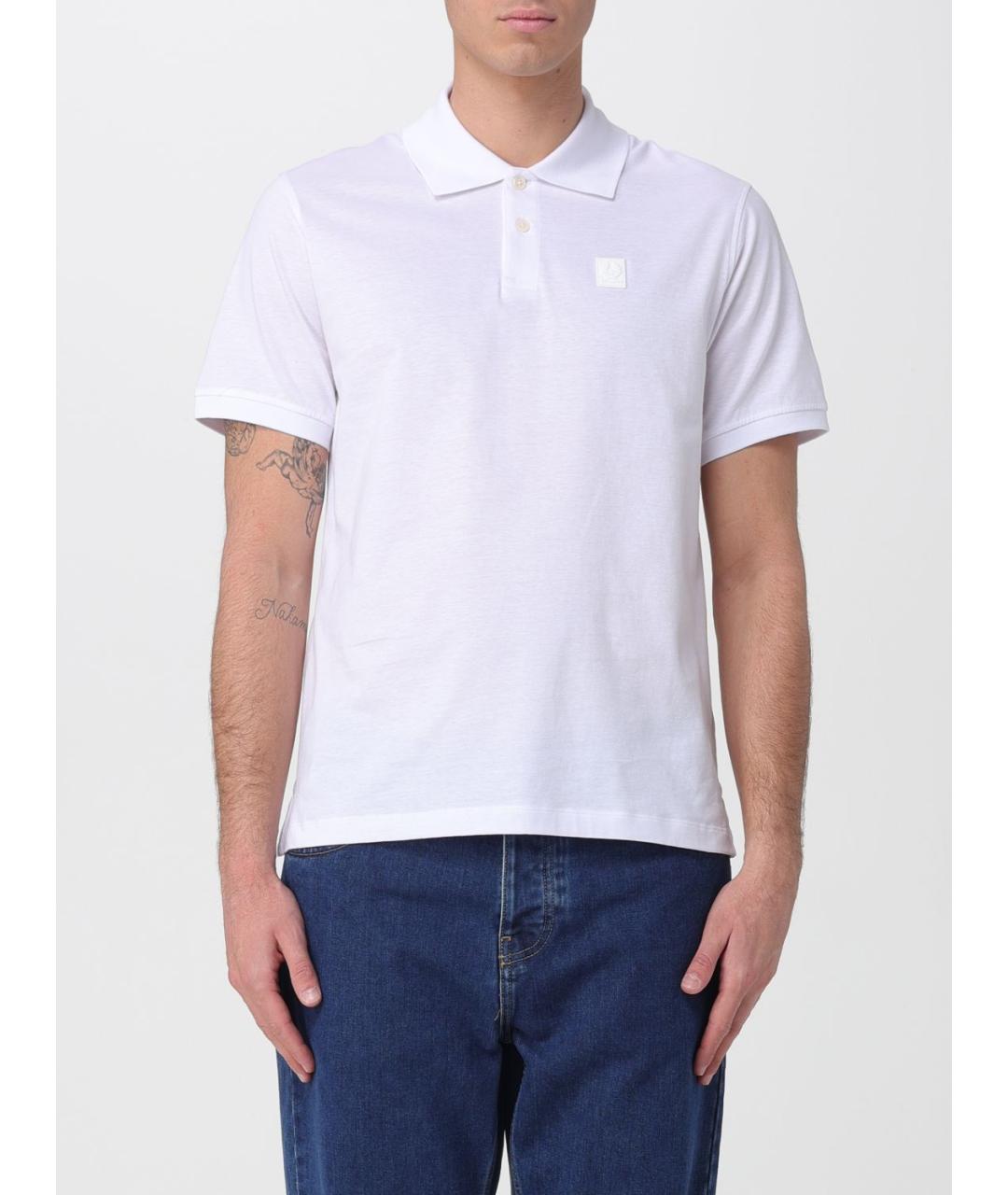 BELSTAFF Белое хлопковое поло с коротким рукавом, фото 4