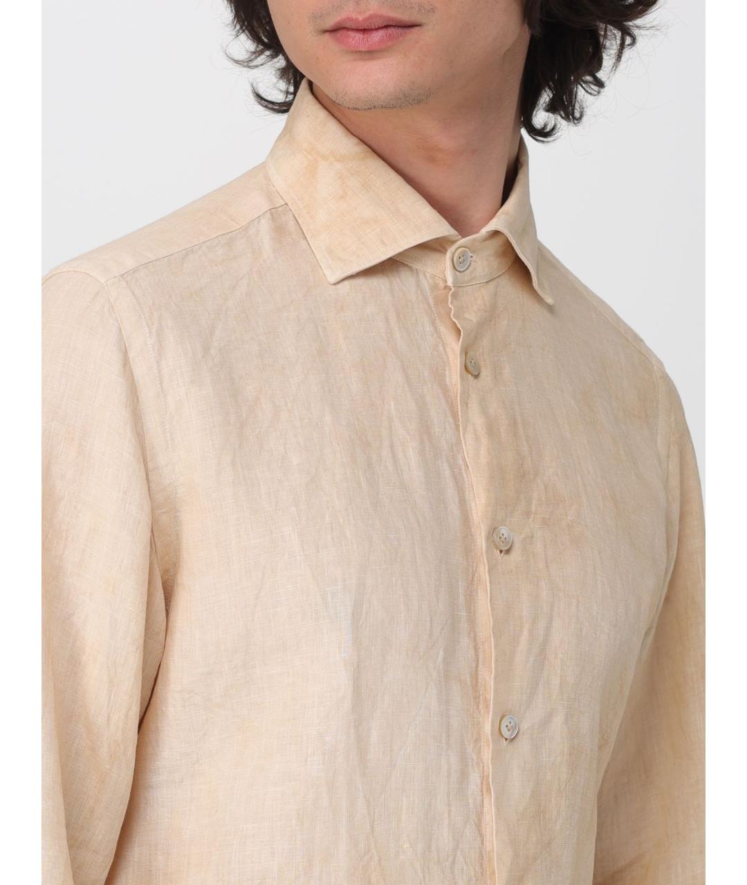 ELEVENTY Бежевая льняная кэжуал рубашка, фото 3