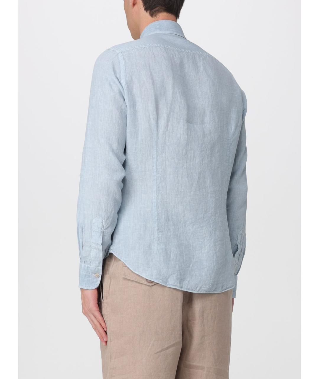 ELEVENTY Голубая льняная кэжуал рубашка, фото 2
