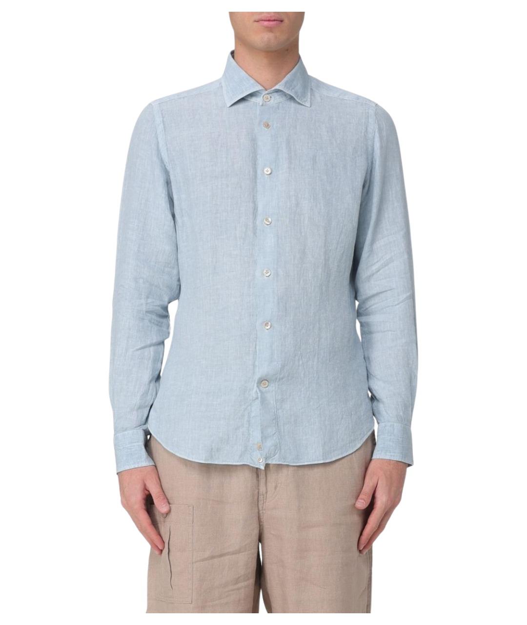 ELEVENTY Голубая льняная кэжуал рубашка, фото 1