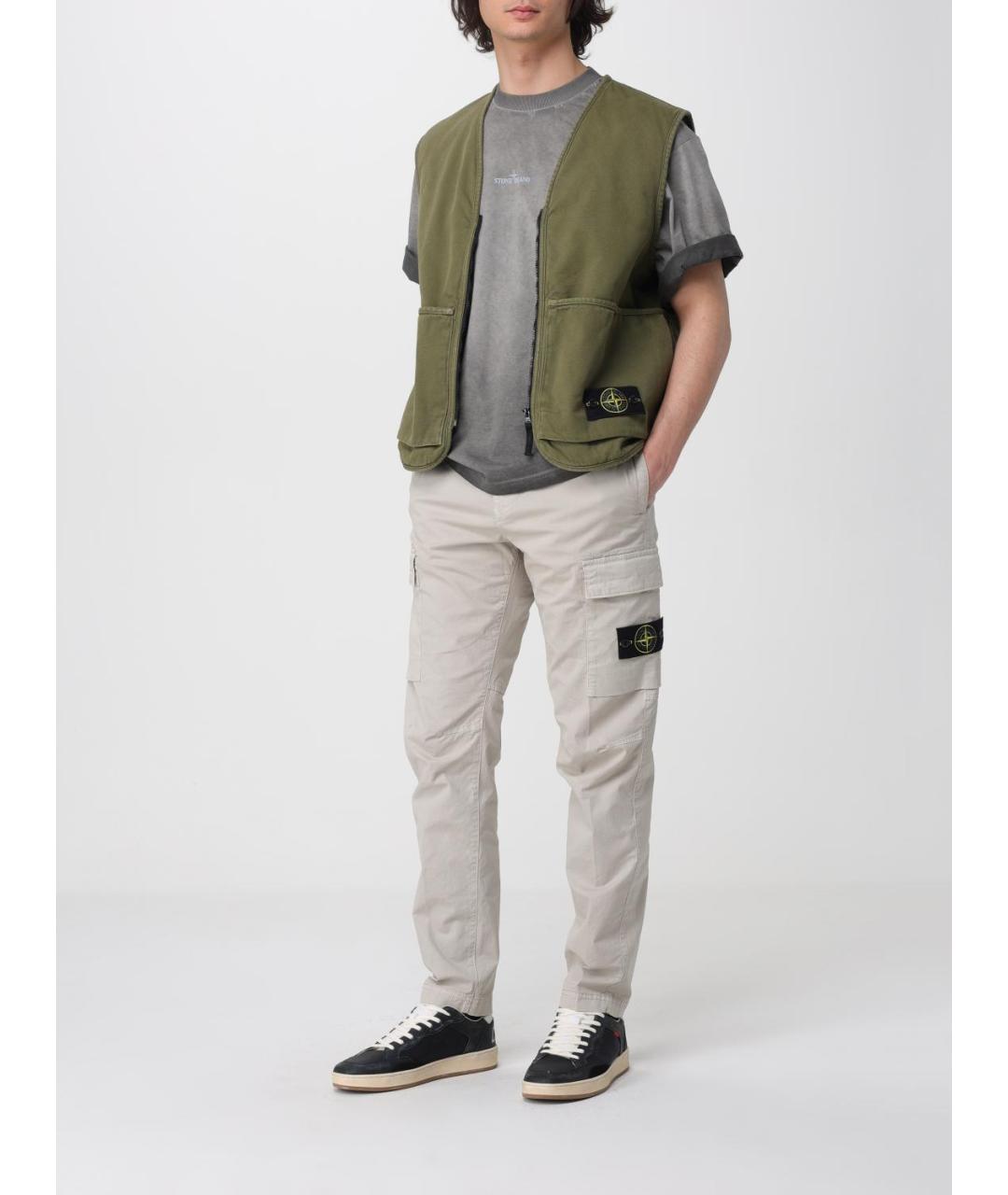 STONE ISLAND Серая хлопковая футболка, фото 2