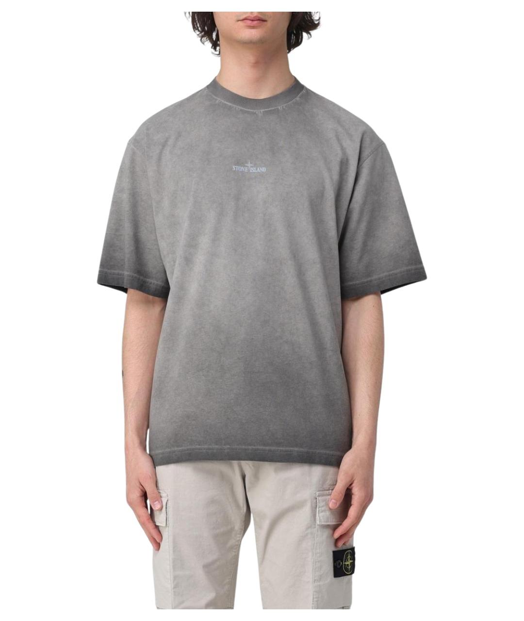 STONE ISLAND Серая хлопковая футболка, фото 1