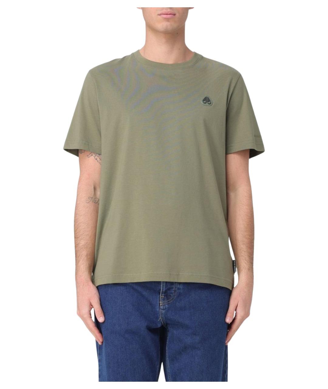 MOOSE KNUCKLES Зеленая хлопковая футболка, фото 1