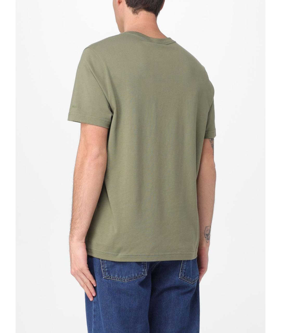 MOOSE KNUCKLES Зеленая хлопковая футболка, фото 2