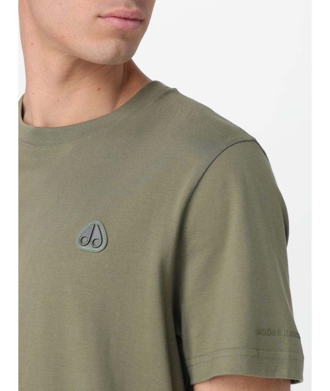 MOOSE KNUCKLES Зеленая хлопковая футболка, фото 3