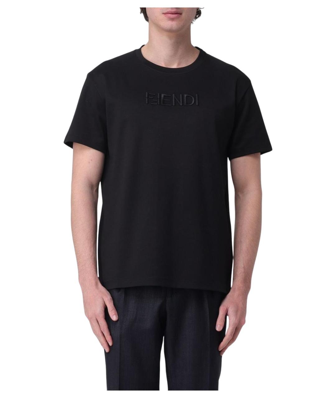 FENDI Черная хлопковая футболка, фото 2
