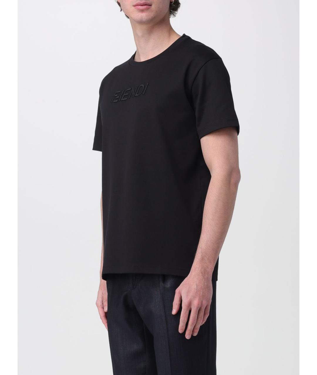 FENDI Черная хлопковая футболка, фото 5