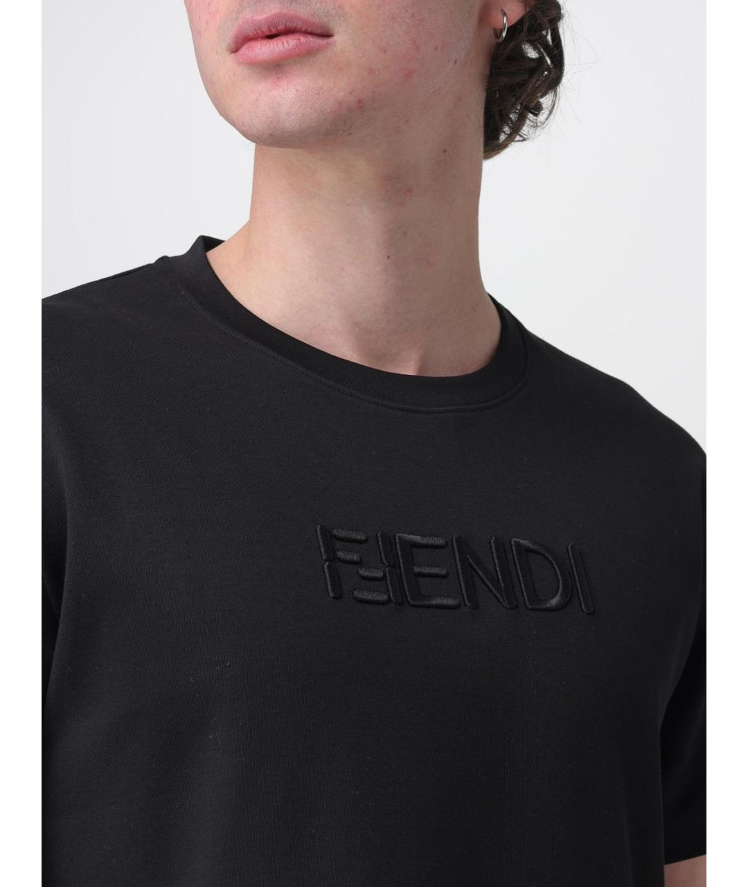 FENDI Черная хлопковая футболка, фото 6