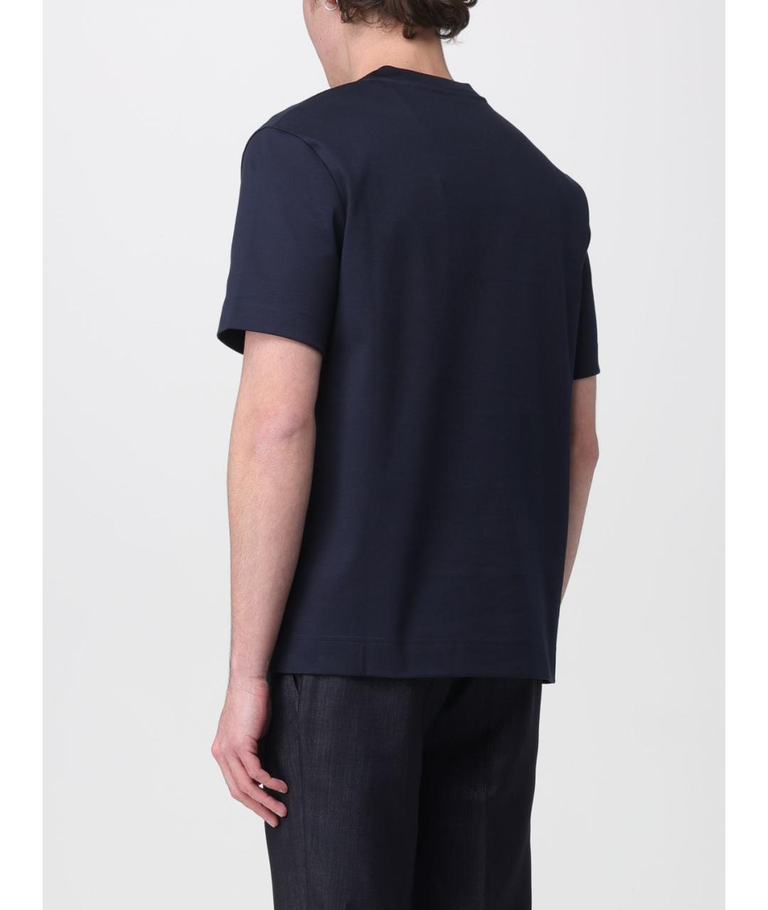 FENDI Темно-синяя хлопковая футболка, фото 3