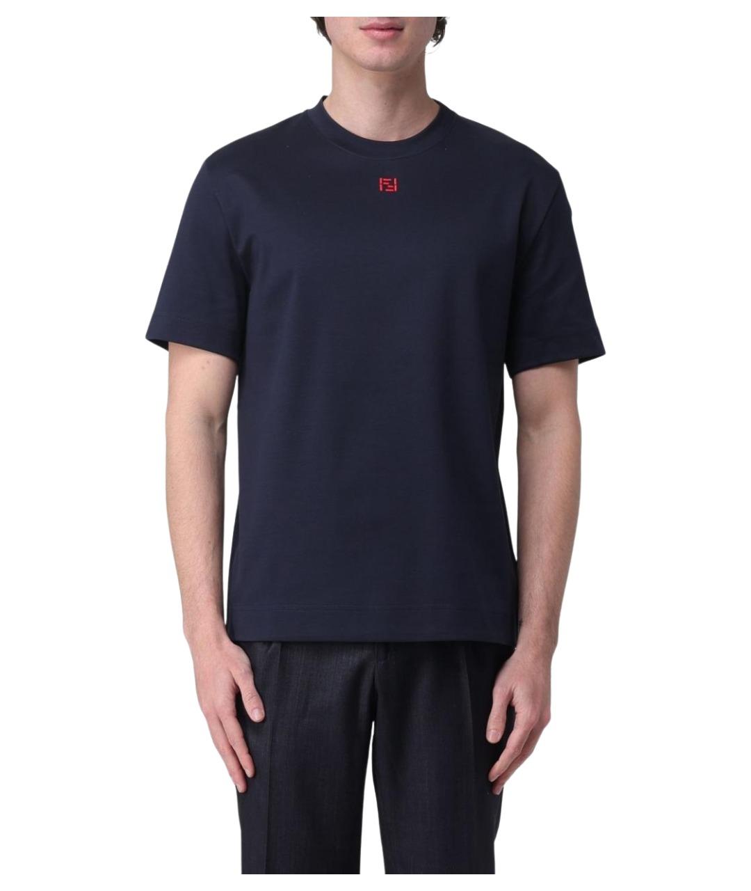 FENDI Темно-синяя хлопковая футболка, фото 1