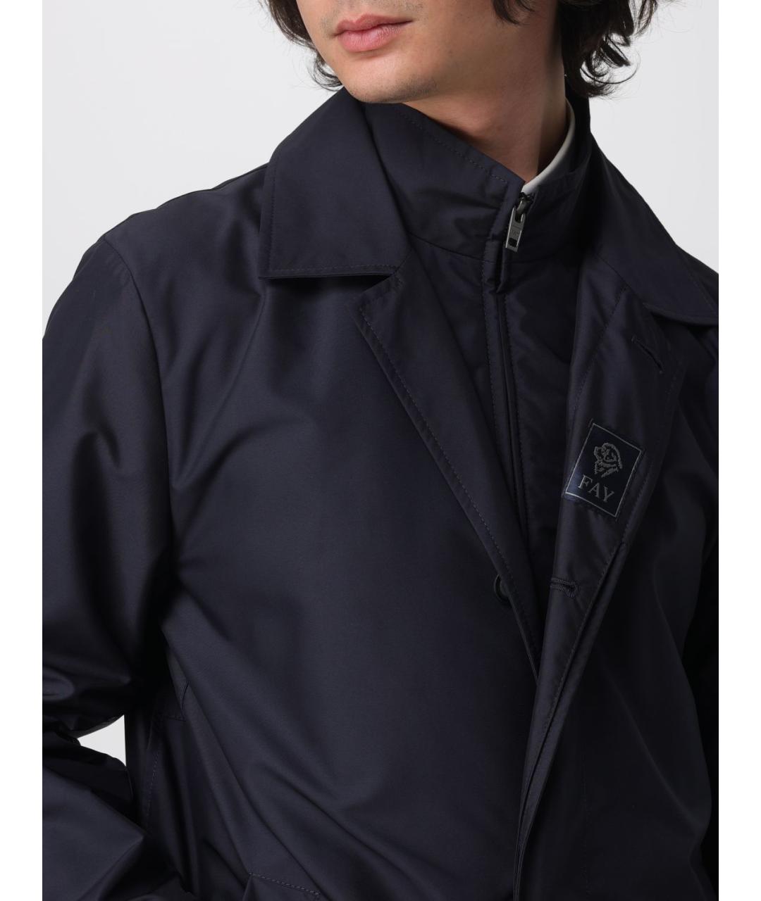 FAY Темно-синий полиамидовый тренч / плащ, фото 4