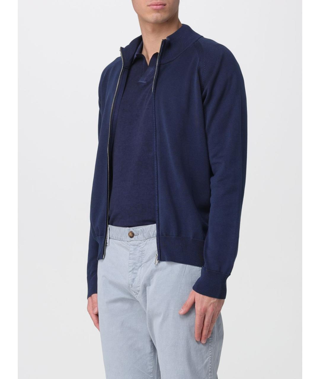 BLAUER Синий хлопковый кардиган, фото 3