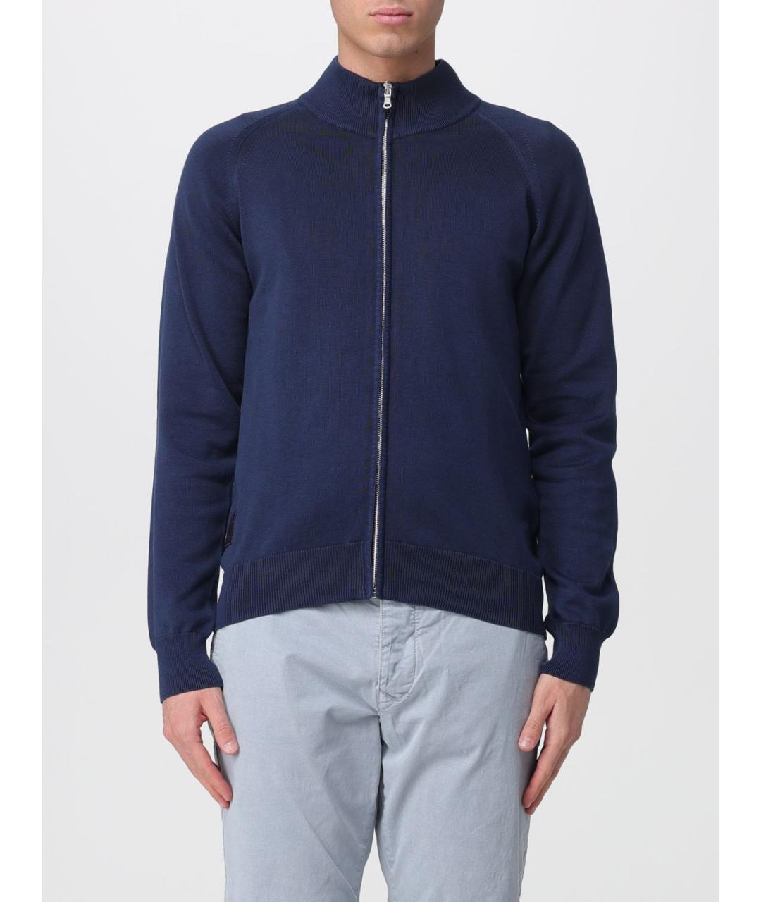 BLAUER Синий хлопковый кардиган, фото 5