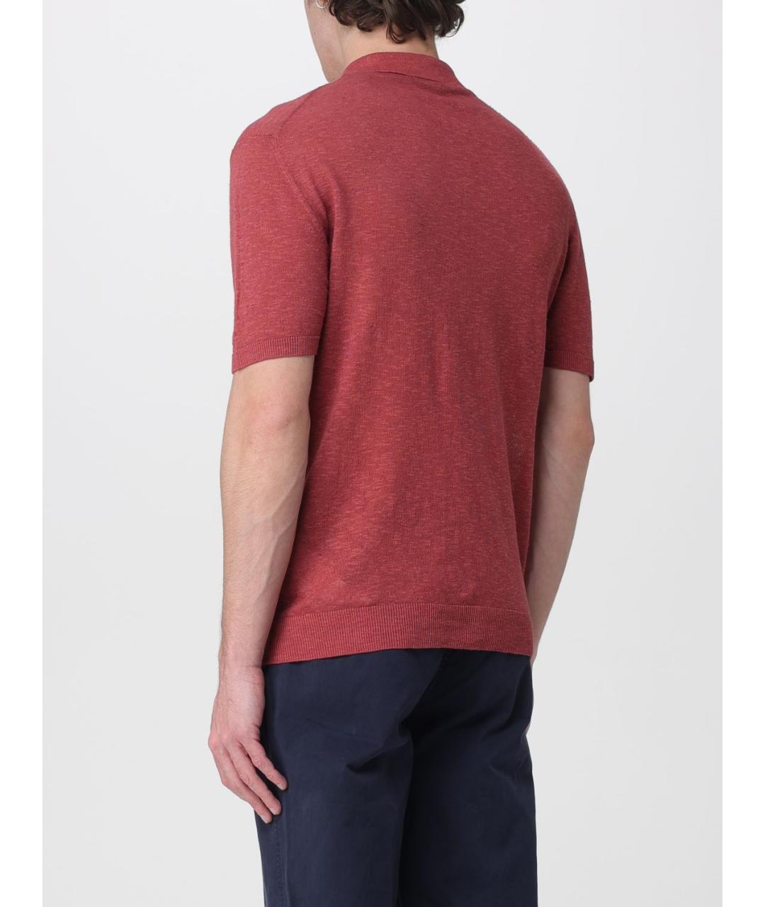BLAUER Бордовое хлопко-леновое поло с коротким рукавом, фото 2