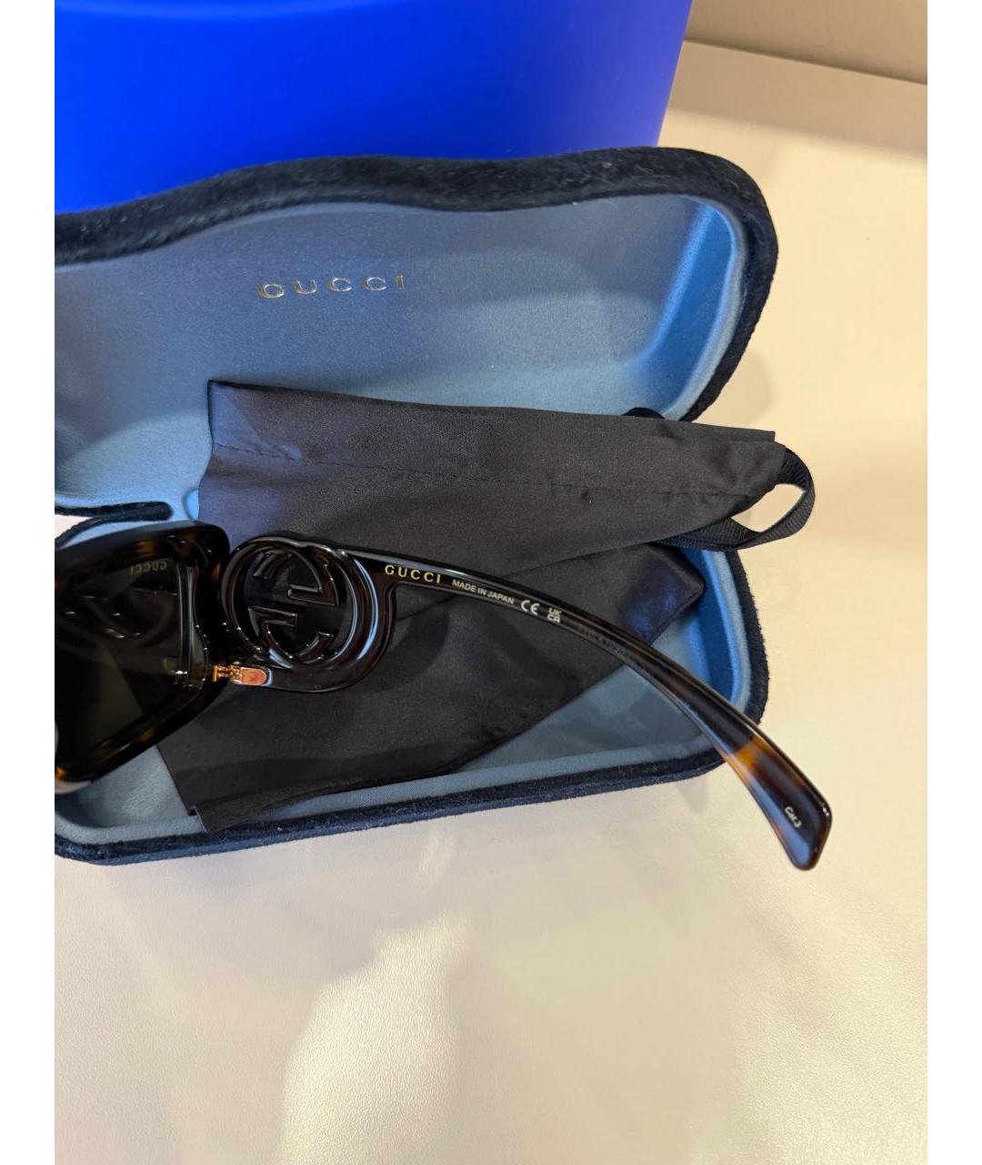 GUCCI Коричневые пластиковые солнцезащитные очки, фото 7