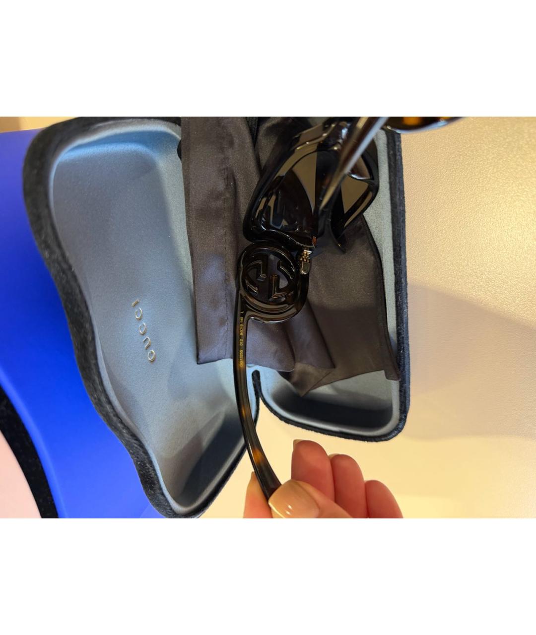 GUCCI Коричневые пластиковые солнцезащитные очки, фото 6