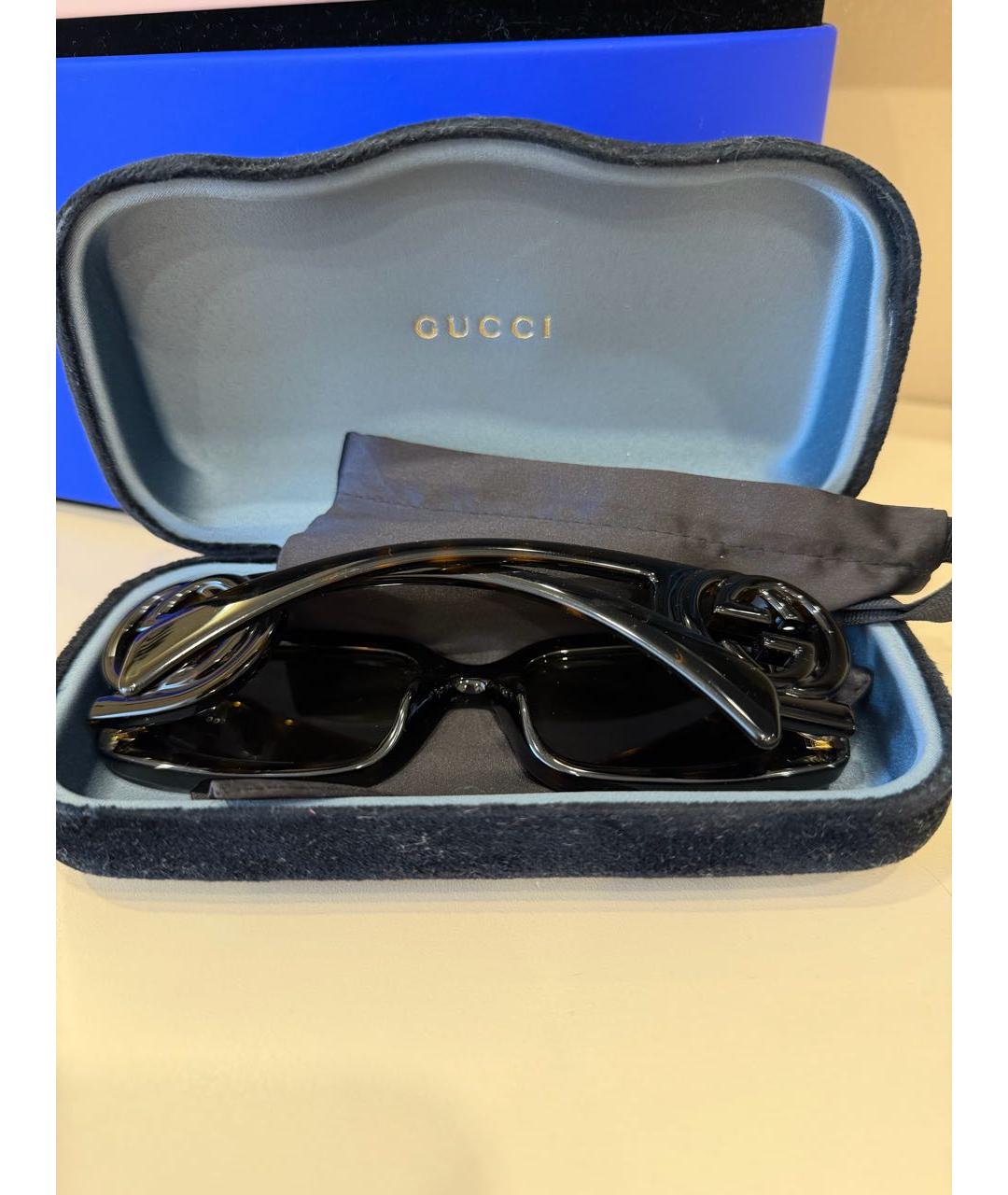 GUCCI Коричневые пластиковые солнцезащитные очки, фото 5