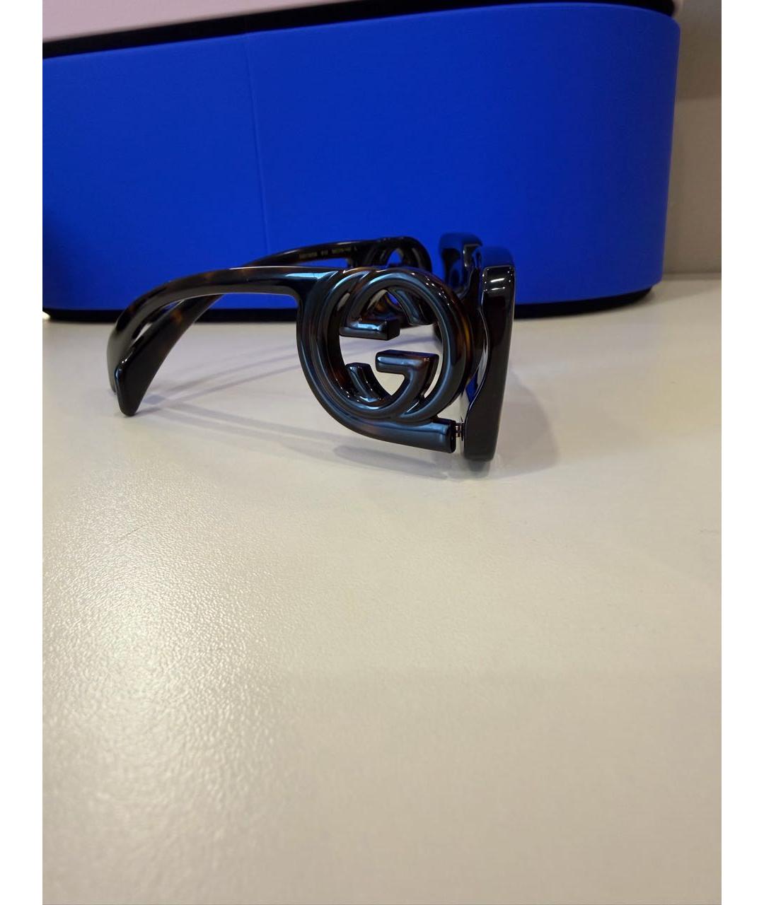 GUCCI Коричневые пластиковые солнцезащитные очки, фото 3