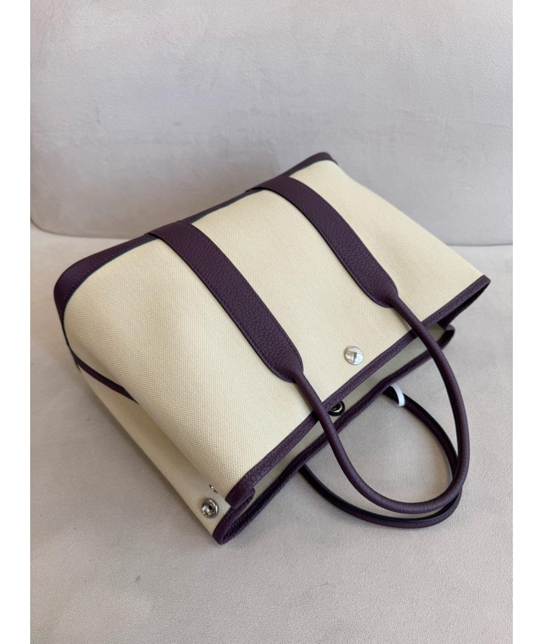 HERMES Бежевая деним сумка тоут, фото 4