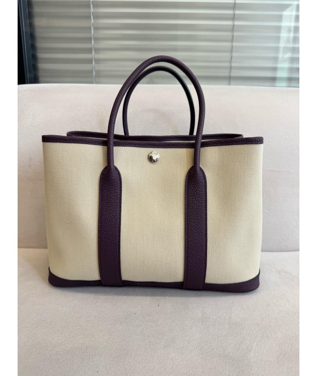 HERMES Бежевая деним сумка тоут, фото 2