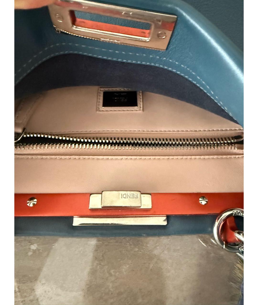 FENDI Синяя кожаная сумка тоут, фото 2