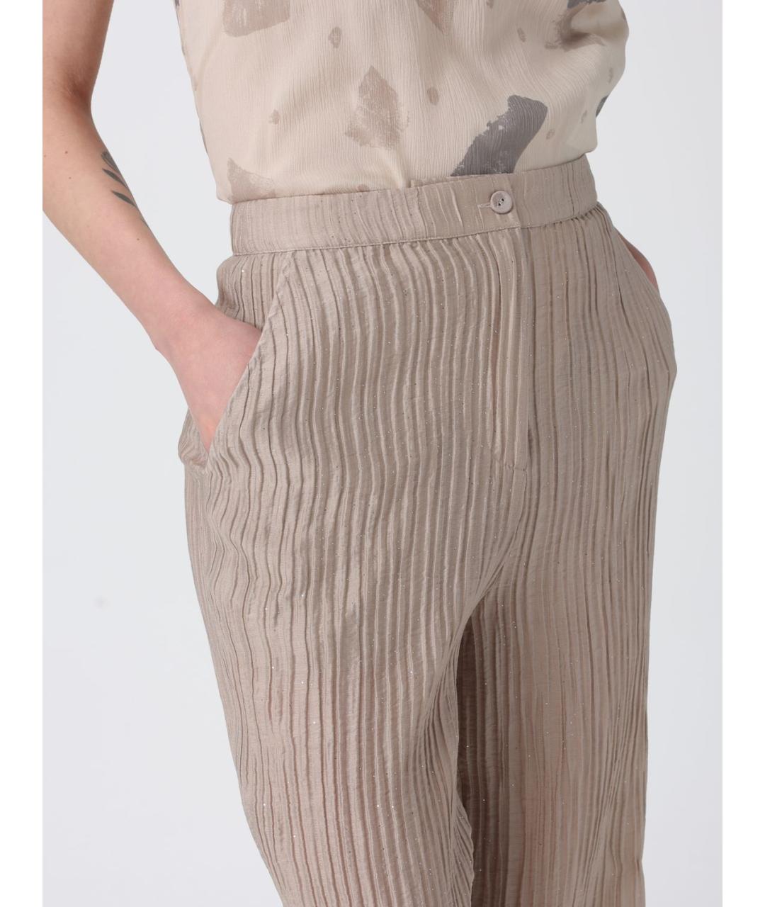 EMPORIO ARMANI Бежевые полиамидовые прямые брюки, фото 4