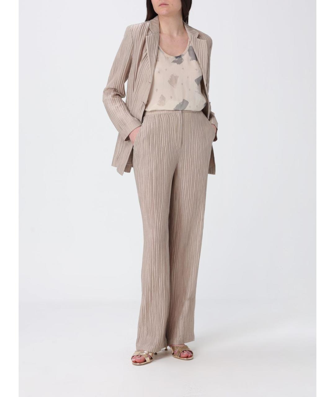 EMPORIO ARMANI Бежевые полиамидовые прямые брюки, фото 2