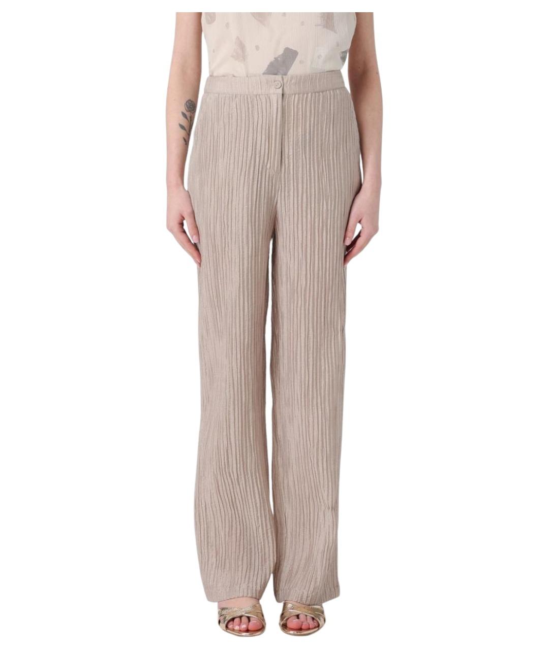 EMPORIO ARMANI Бежевые полиамидовые прямые брюки, фото 1