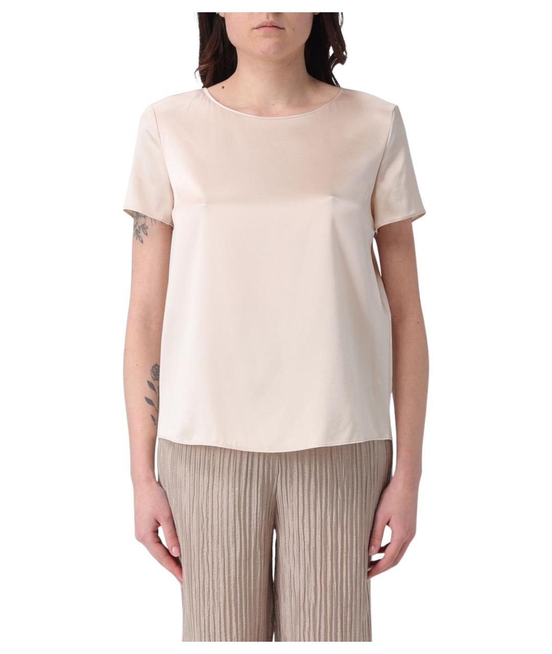 EMPORIO ARMANI Бежевая шелковая футболка, фото 1