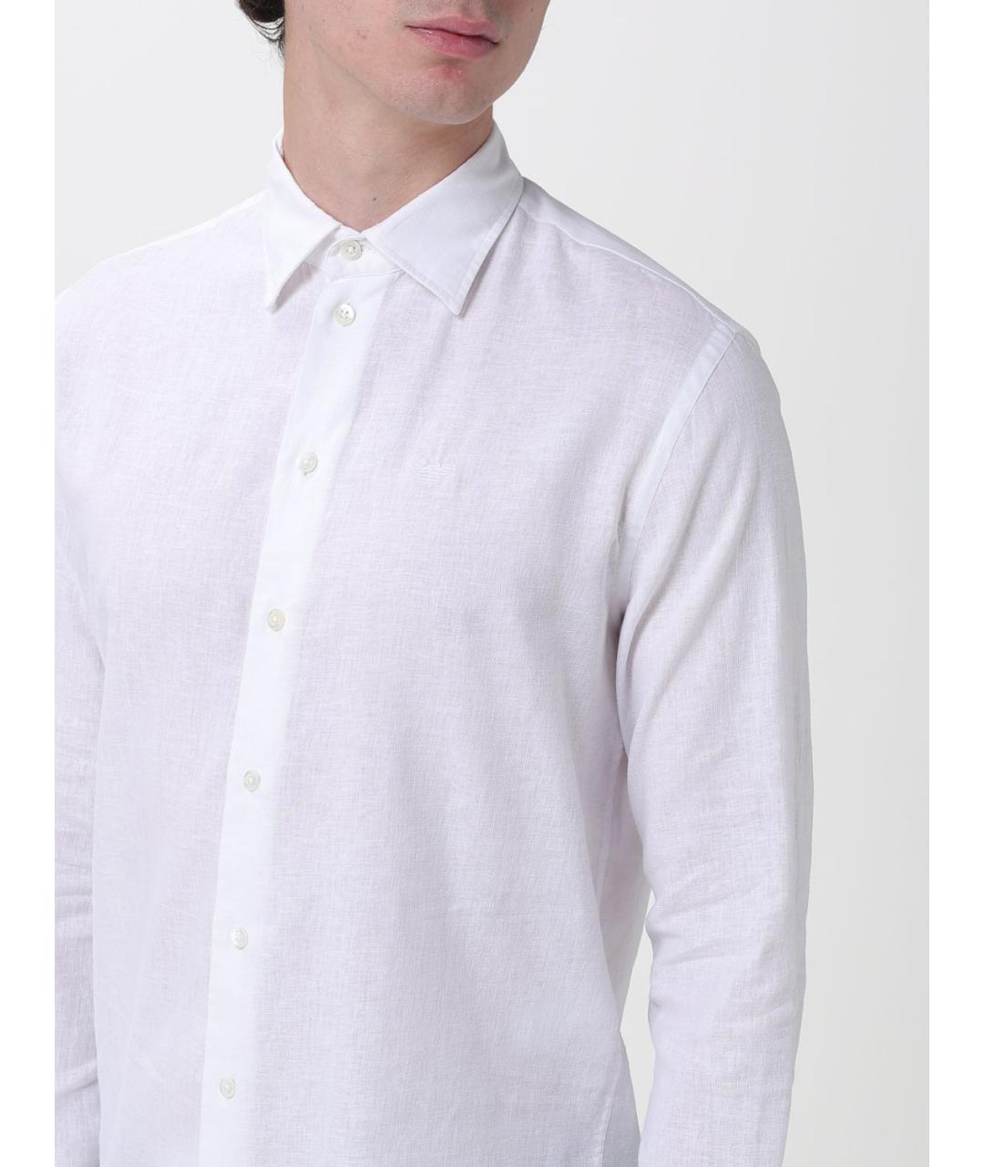EMPORIO ARMANI Белая хлопковая классическая рубашка, фото 3
