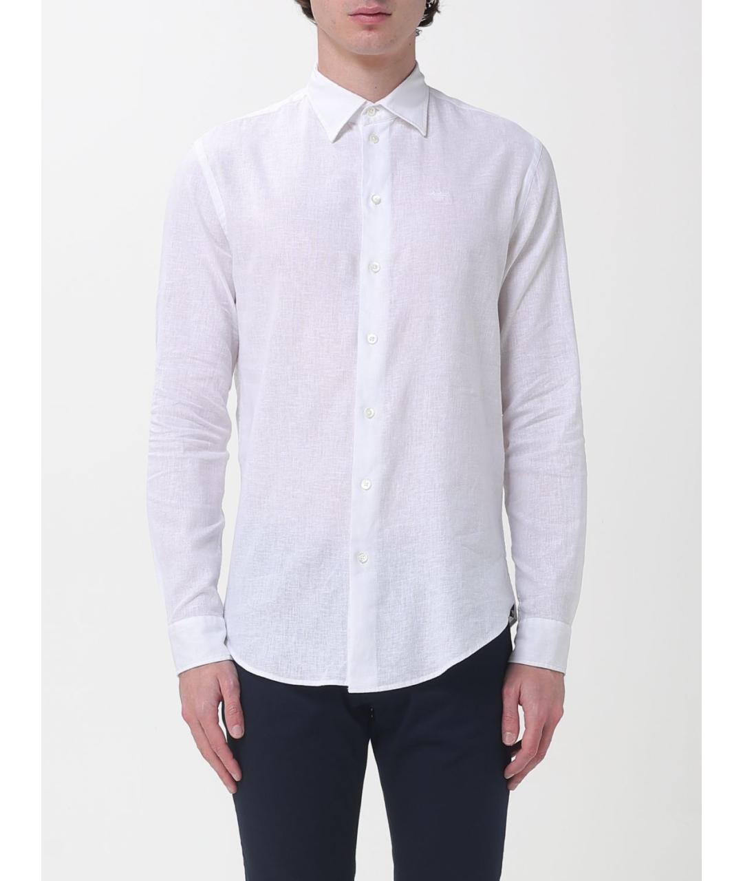 EMPORIO ARMANI Белая хлопковая классическая рубашка, фото 4