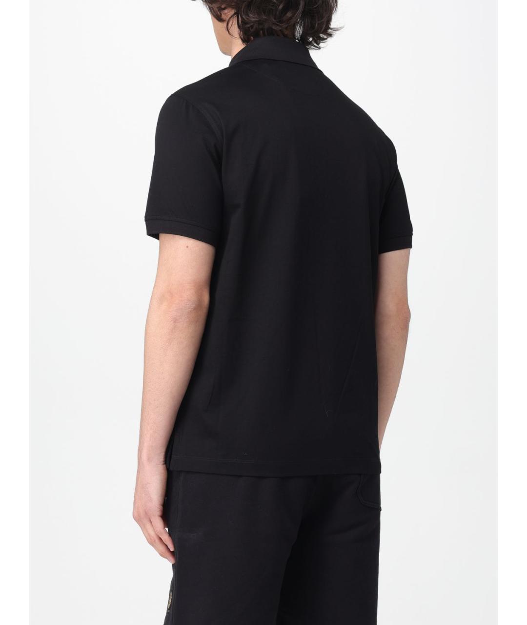 BELSTAFF Черное хлопковое поло с коротким рукавом, фото 2