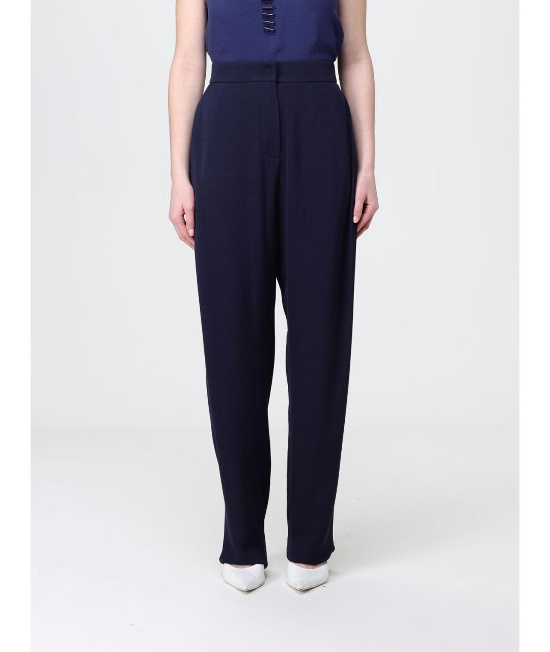 EMPORIO ARMANI Синие вискозные прямые брюки, фото 4