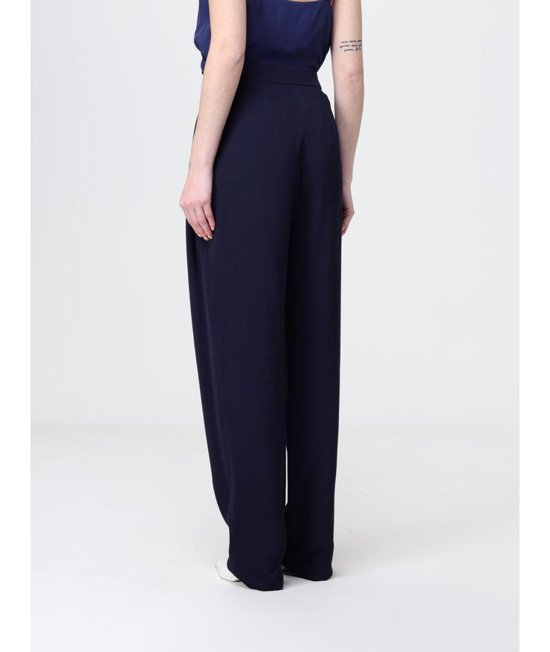 EMPORIO ARMANI Синие вискозные прямые брюки, фото 2