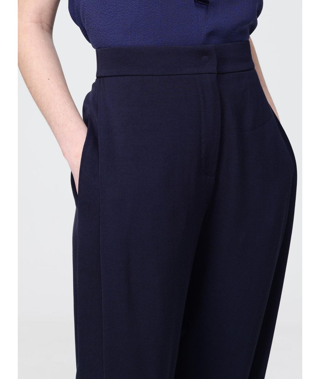EMPORIO ARMANI Синие вискозные прямые брюки, фото 3