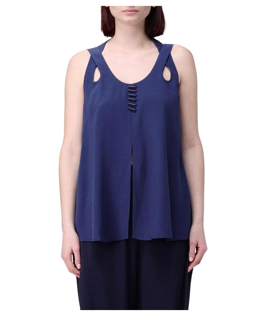 EMPORIO ARMANI Синяя вискозная майка, фото 1