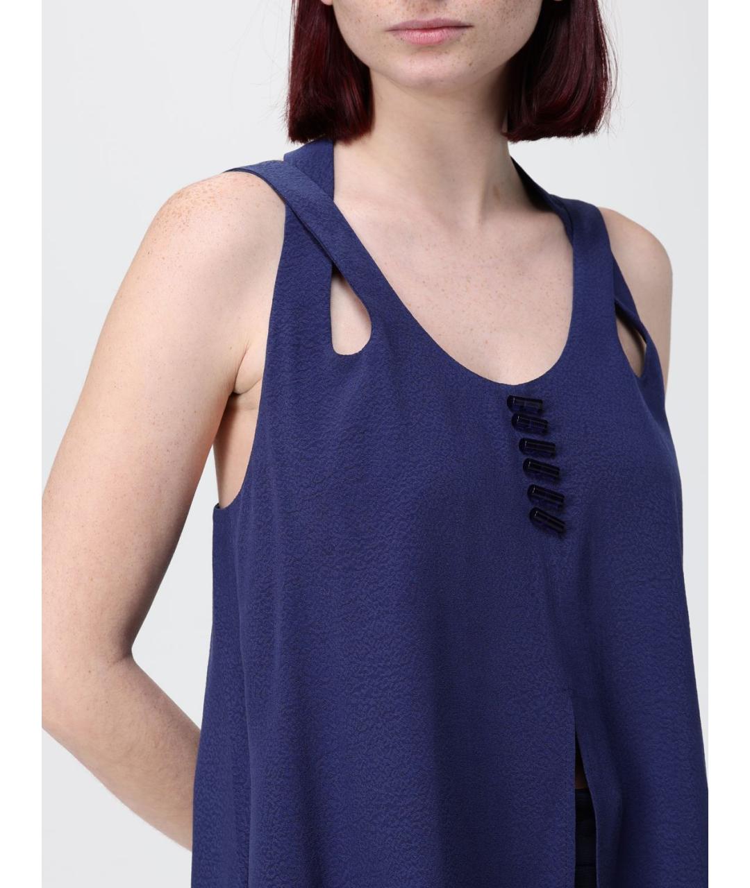EMPORIO ARMANI Синяя вискозная майка, фото 3