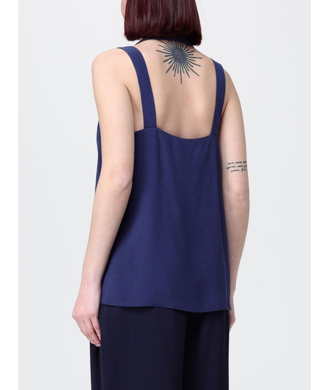 EMPORIO ARMANI Синяя вискозная майка, фото 2