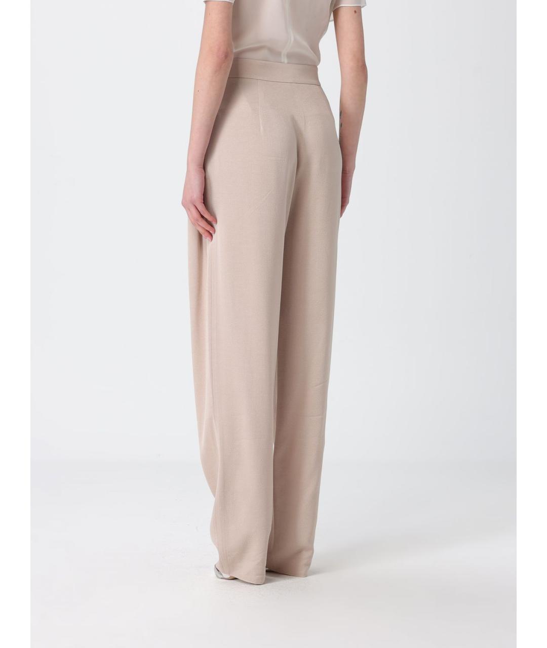 EMPORIO ARMANI Бежевые вискозные прямые брюки, фото 2