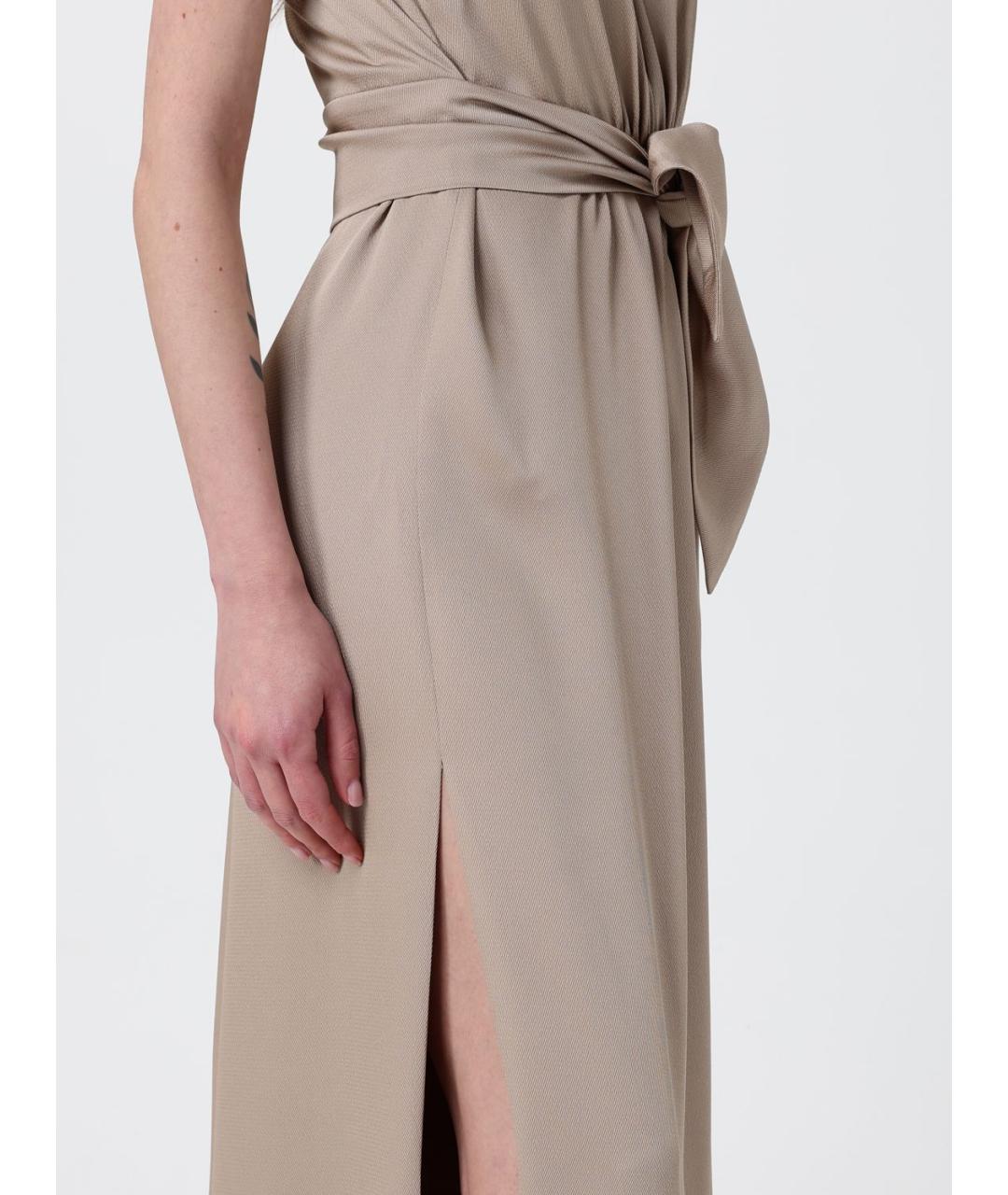 EMPORIO ARMANI Бежевое полиэстеровое повседневное платье, фото 3