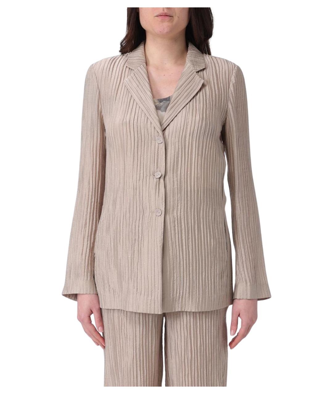 EMPORIO ARMANI Бежевый полиамидовый жакет/пиджак, фото 1