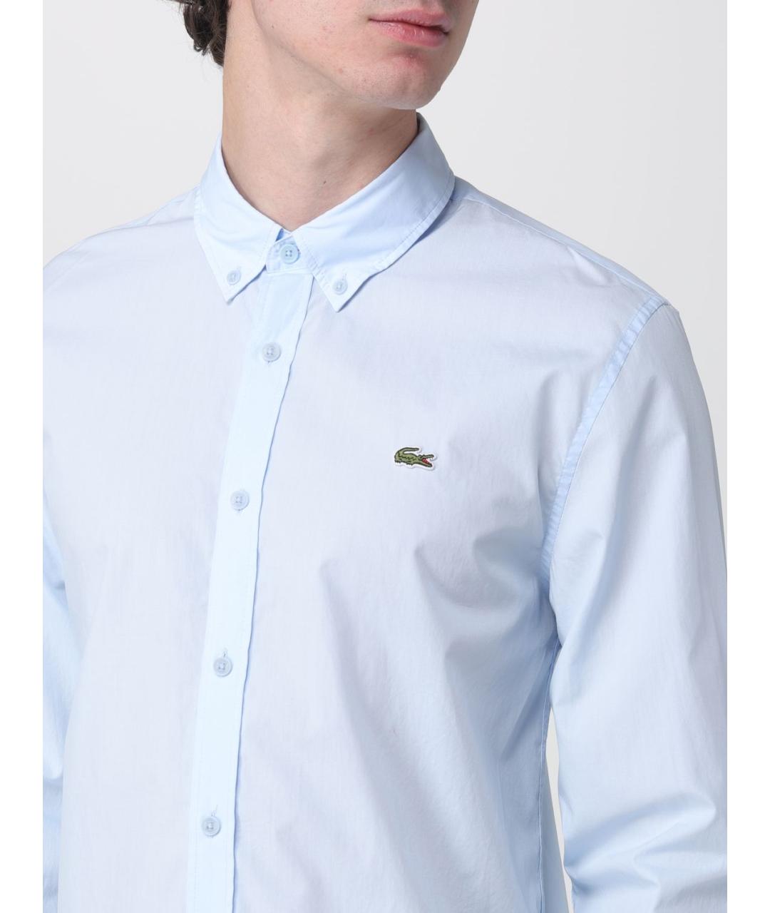 LACOSTE Голубая хлопковая кэжуал рубашка, фото 3