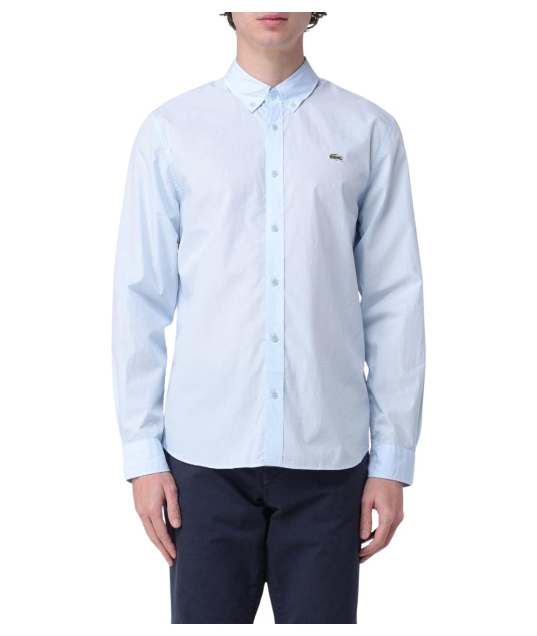 LACOSTE Голубая хлопковая кэжуал рубашка, фото 1