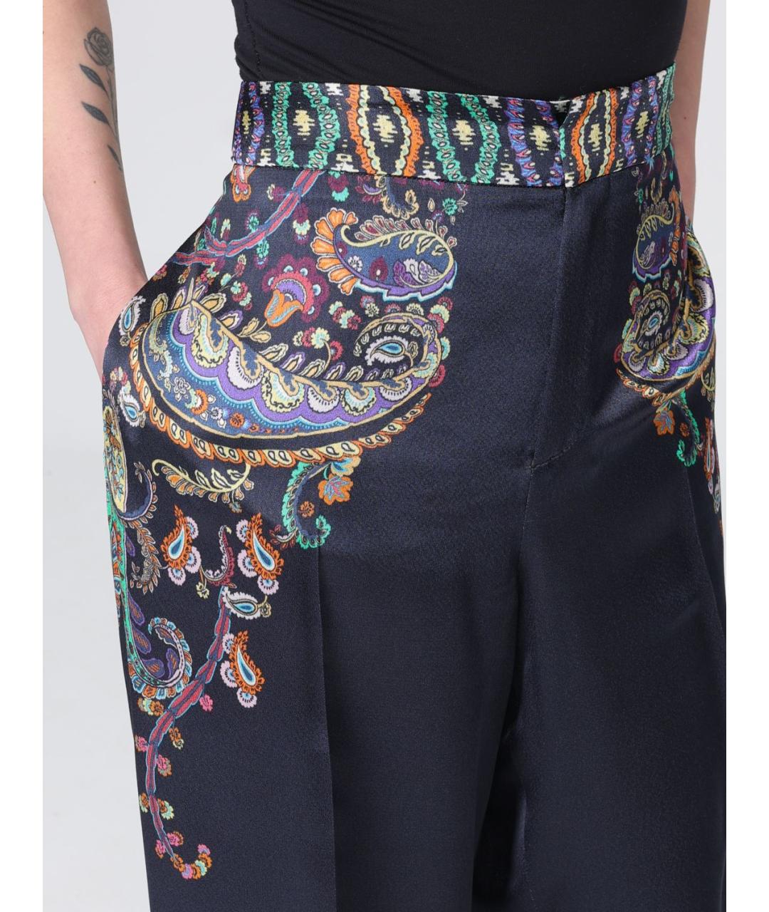 ETRO Синие вискозные прямые брюки, фото 5