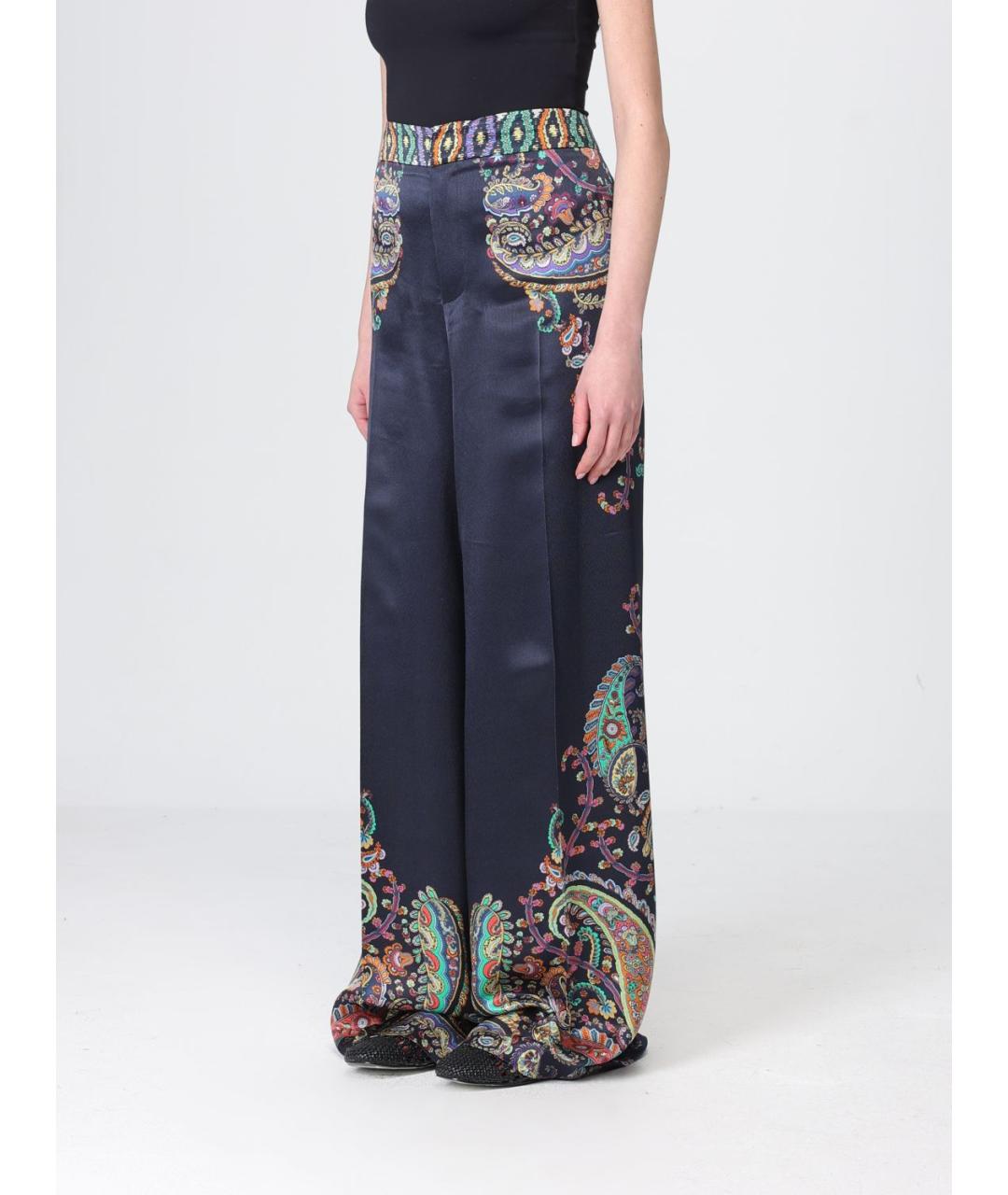 ETRO Синие вискозные прямые брюки, фото 4